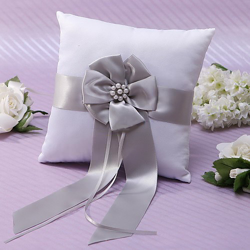 

Silk Like Satin Rabbit / Satin Flower / Beading Satin Ring Pillow Wedding All Seasons