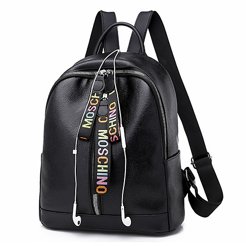 

PU Leather Rivet / Zipper School Bag Solid Color Daily Black / Girls'