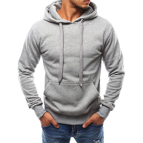 

Men's Hoodie Solid Colored Hooded Daily Sports Holiday Basic Streetwear Hoodies Sweatshirts Long Sleeve Black Light gray Navy Blue / Spring / Fall / Work