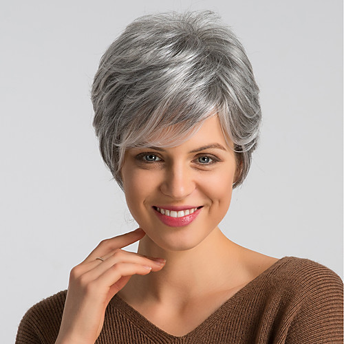 

Human Hair Blend Wig Short Natural Straight Pixie Cut Red Blonde Mixed Color Fashionable Design Easy dressing Comfortable Machine Made Women's Dark Wine Black / Grey Beige Blonde / Bleached Blonde 8