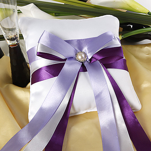 

Silk Like Satin Faux Pearl / Satin Bow Satin Ring Pillow Wedding All Seasons