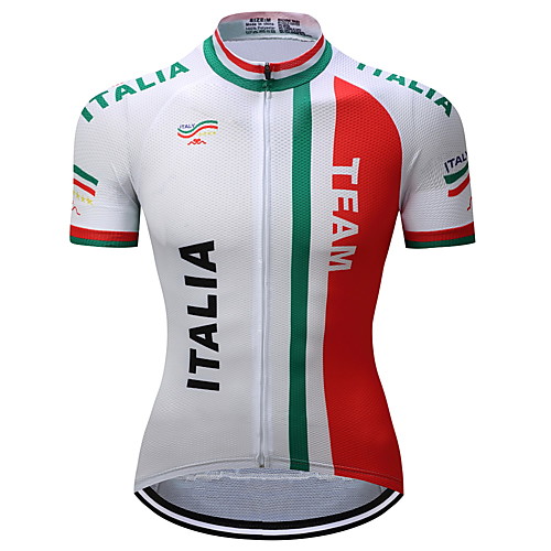 

Men's Short Sleeve Cycling Jersey Polyester Red and White Italy National Flag Bike Jersey Top Mountain Bike MTB Road Bike Cycling Quick Dry Moisture Wicking Limits Bacteria Sports Clothing Apparel