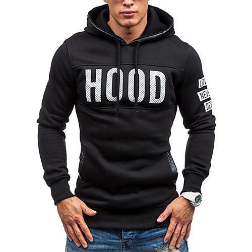 

Men's Hoodie Letter Print Hooded Basic Sports - Long Sleeve Black Light gray Dark Gray M L XL XXL XXXL / Spring / Fall / Work