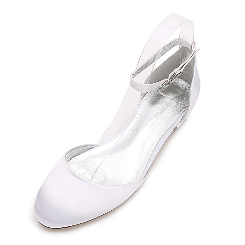 

Women's Wedding Shoes Plus Size Flat Heel Round Toe Sweet Wedding Party & Evening Walking Shoes Satin Solid Colored Summer White Purple Red