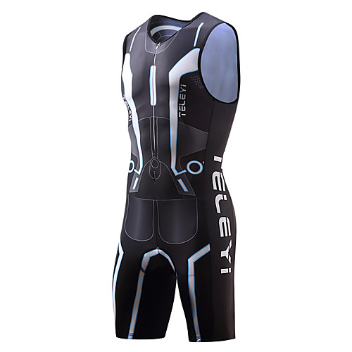 

Men's Sleeveless Triathlon Tri Suit Polyester Black White Orange Bike Breathable Quick Dry Moisture Wicking Sports Contemporary Mountain Bike MTB Triathlon Clothing Apparel