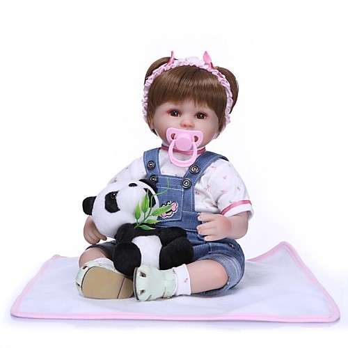 

NPKCOLLECTION 18 inch NPK DOLL Reborn Doll Girl Doll Baby Girl Gift Hand Made Artificial Implantation Brown Eyes Oxford Cloth Cloth 3/4 Silicone Limbs and Cotton Filled Body with Clothes and