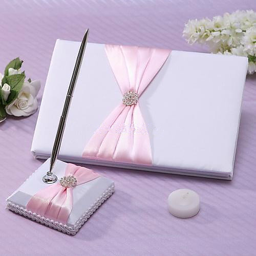 

Guest Book / Pen Set Wedding With Rhinestone / Ribbon Tie Guest Book / Pen Set