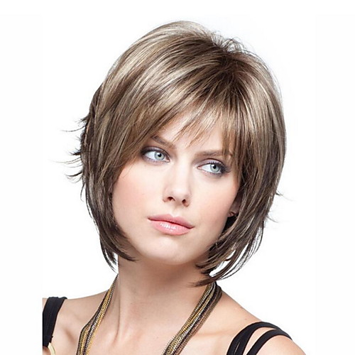 

Synthetic Wig Loose Curl Short Bob Wig Short Light Brown Synthetic Hair 10 inch Women's Women Brown
