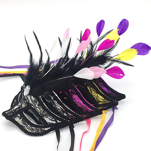 

Feather Mask Venetian Mask Masquerade Mask Inspired by Princess Cosplay Black Purple Sexy Halloween Carnival Masquerade Adults' Women's Female / Half Mask