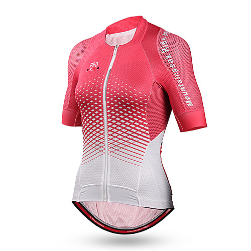 

Mountainpeak Women's Short Sleeve Cycling Jersey Coolmax Pink Plaid / Checkered Bike Jersey Top Mountain Bike MTB Road Bike Cycling Breathable Quick Dry Sweat-wicking Sports Clothing Apparel