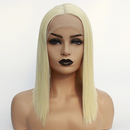 

Synthetic Lace Front Wig Straight Middle Part Lace Front Wig Blonde Short Light Blonde Synthetic Hair 22-26 inch Women's Soft Heat Resistant Women Blonde / Glueless