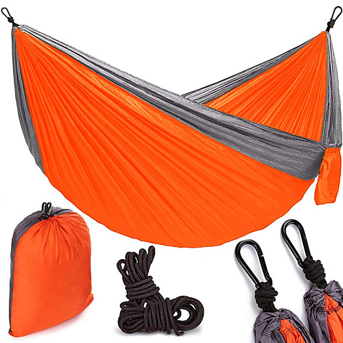

Camping Hammock Double Hammock Outdoor Portable Breathable Ultra Light (UL) Parachute Nylon with Carabiners and Tree Straps for 2 person Camping / Hiking Hunting Fishing Blue Green Orange 270140 cm
