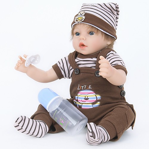 

FeelWind 22 inch Reborn Doll Baby Boy Reborn Baby Doll lifelike Handmade Cute Child Safe Kids / Teen with Clothes and Accessories for Girls' Birthday and Festival Gifts / Silicone / Vinyl / Non Toxic