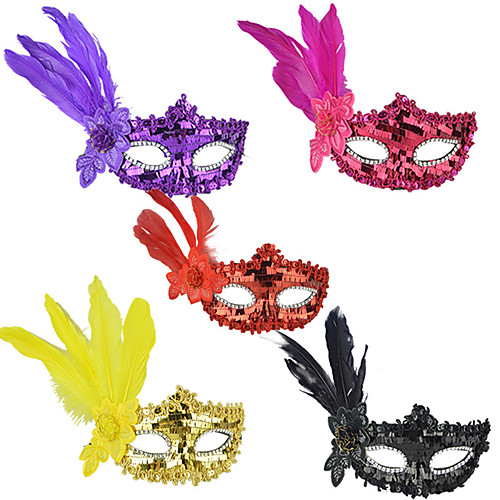 

Feather Mask Venetian Mask Masquerade Mask Inspired by Princess Cosplay Black Purple Sexy Halloween Carnival Masquerade Adults' Women's Female / Half Mask
