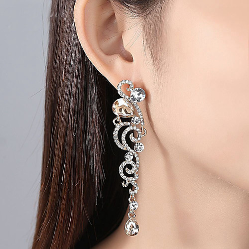 

Women's Clear Cubic Zirconia Earrings Long Stylish Earrings Jewelry Gold / Silver For Wedding Party 1 Pair