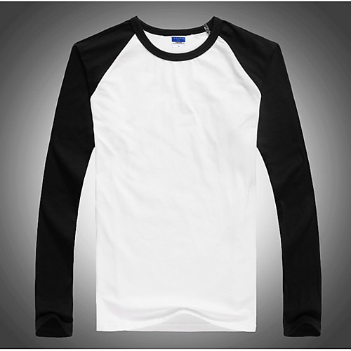 

Men's T shirt Color Block Long Sleeve Daily Tops Black Blue Red