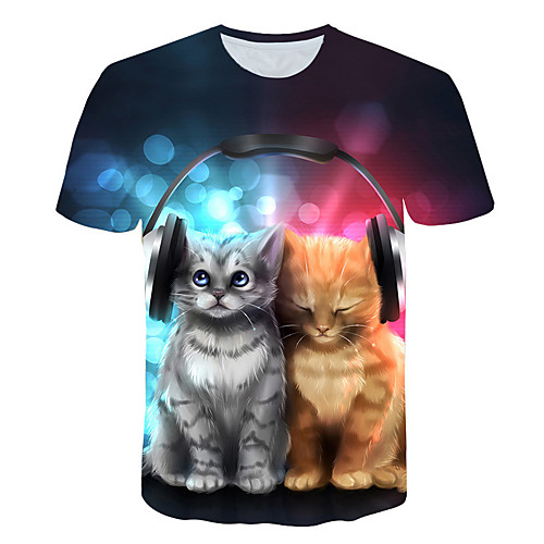 

Men's T shirt Geometric Plus Size Print Short Sleeve Daily Tops Basic Streetwear Blue