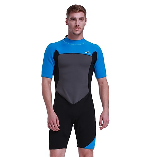 

SBART Men's Shorty Wetsuit 2mm SCR Neoprene Diving Suit Thermal / Warm Short Sleeve Back Zip - Diving Water Sports Autumn / Fall Spring Summer / Winter / Micro-elastic