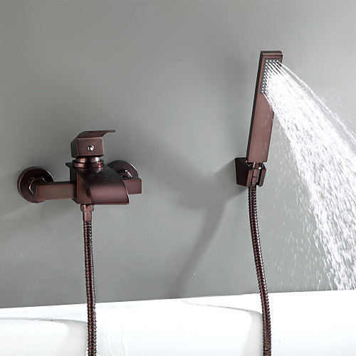 

Bathtub Faucet - Antique Oil-rubbed Bronze Wall Mounted Ceramic Valve Bath Shower Mixer Taps