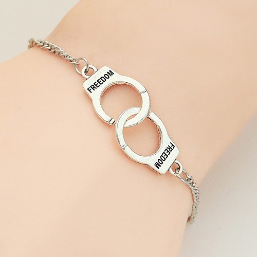 

Women's Chain Bracelet Two tone Balance Partners in Crime Handcuffs Interlocking Interlocking Circle Trendy Casual / Sporty Fashion Alloy Bracelet Jewelry Gold / Silver For Daily Going out