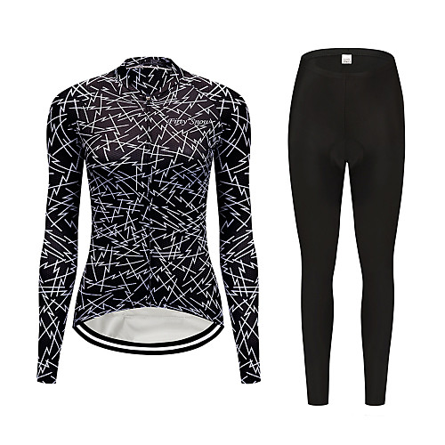 

FirtySnow Women's Long Sleeve Cycling Jersey with Tights Black Gradient Bike Clothing Suit Thermal / Warm Windproof Fleece Lining Winter Sports Polyester Gradient Mountain Bike MTB Road Bike Cycling