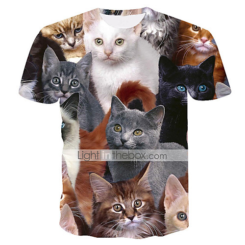 

Men's T shirt Graphic Animal Print Short Sleeve Daily Tops Basic Streetwear Rainbow
