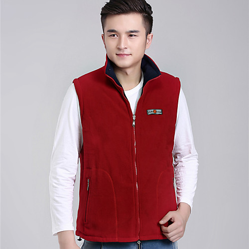 

Men's Hiking Vest / Gilet Fishing Vest Hiking Fleece Jacket Outdoor Solid Color Thermal Warm Lightweight Breathable Quick Dry Jacket Top Single Slider Hunting Fishing Hiking Red Blue Grey