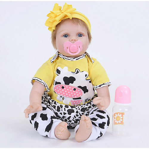 

FeelWind 22 inch Reborn Doll Girl Doll Baby Girl Reborn Baby Doll lifelike Handmade Cute Kids / Teen Non-toxic Silicone Cloth Vinyl 3/4 Silicone Limbs and Cotton Filled Body with Clothes and