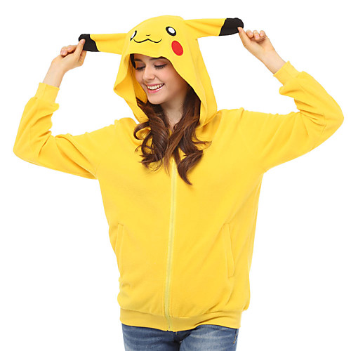 

Adults' Hoodie Kigurumi Pajamas Pika Pika Onesie Pajamas Polar Fleece Yellow Cosplay For Men and Women Animal Sleepwear Cartoon Festival / Holiday Costumes