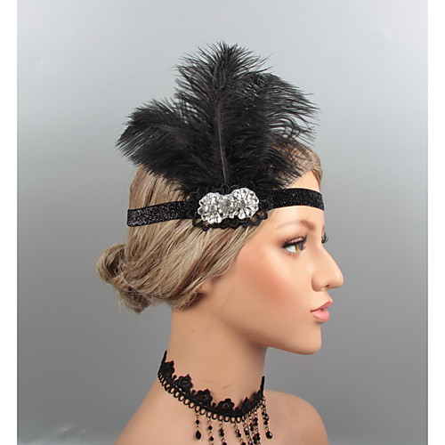 

Vintage 1920s The Great Gatsby Feathers Headbands / Headpiece / Hair Accessory with Rhinestone / Crystal / Feather 1 pc Wedding / Party / Evening Headpiece