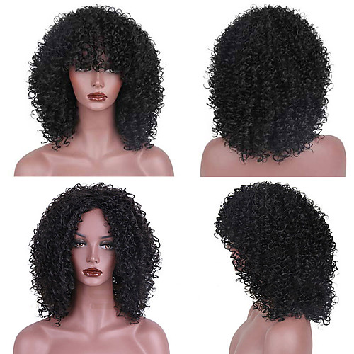 

Synthetic Wig Curly Layered Haircut Wig Short Natural Black Synthetic Hair 18 inch Women's Women Synthetic Best Quality Black Laflare