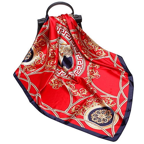 

Bandana Rayon Square Scarf - Floral Tassel Fringe