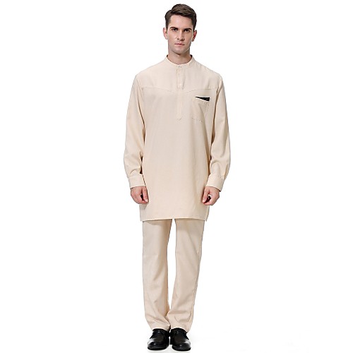 

Men's Set Solid Colored Long Sleeve Daily Tops Basic Vintage White Khaki Gray