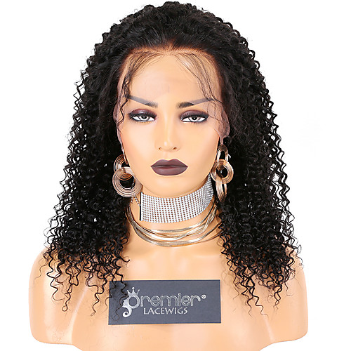 

Unprocessed Virgin Hair Lace Front Wig Deep Parting style Indian Hair Kinky Curly Natural Wig 130% Density with Baby Hair with Clip With Bleached Knots Women's Long Medium Length Very Long Human Hair