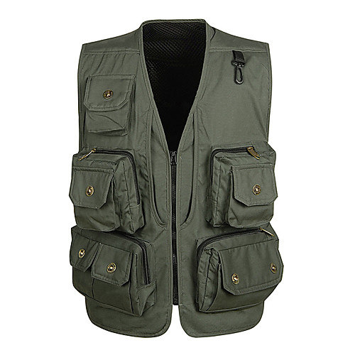 

Men's Hiking Vest / Gilet Fishing Vest Outdoor Solid Color Lightweight Breathable Quick Dry Sweat-wicking Top Single Slider Hunting Fishing Climbing Black Red Army Green Khaki