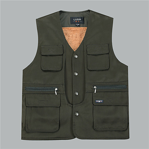 

Men's Hiking Vest / Gilet Fishing Vest Hiking Fleece Jacket Winter Outdoor Solid Color Thermal Warm Lightweight Breathable Quick Dry Top N / A Hunting Fishing Climbing Army Green Blue