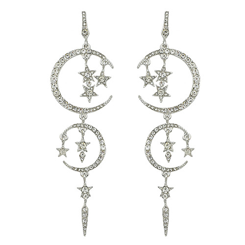 

Women's Drop Earrings Chandelier Moon Star Stylish Luxury Imitation Diamond Earrings Jewelry Black / Silver For Daily Date 1 Pair