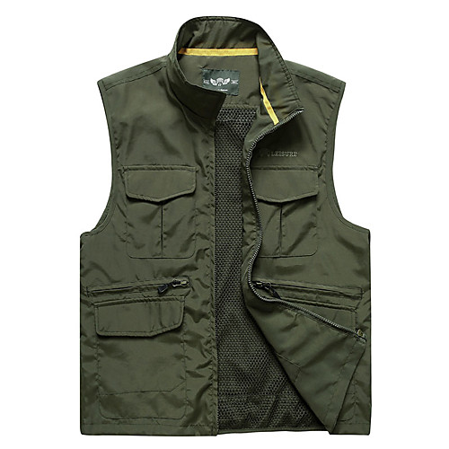 

Men's Hiking Vest / Gilet Fishing Vest Outdoor Spring, Fall, Winter, Summer UV Resistant Breathable Quick Dry Wear Resistance Top Single Slider Fishing Outdoor Exercise Camping / Hiking / Caving Army