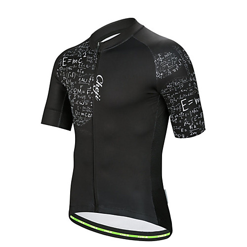 

cheji Men's Short Sleeve Cycling Jersey Polyester Black / White Bike Jersey Top Mountain Bike MTB Road Bike Cycling Breathable Quick Dry Sports Clothing Apparel / High Elasticity