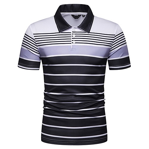 

Men's Striped Slim Polo Daily Shirt Collar Yellow / Navy Blue / Gray / Short Sleeve