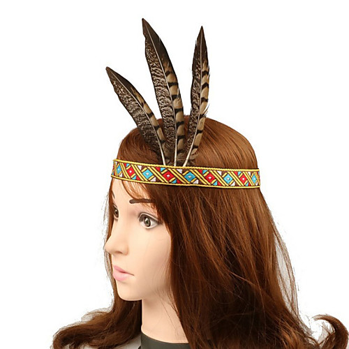 

American Indian Headpiece Kid's Bohemian Style Women's Coffee Resin / Feather / Fabric Party Cosplay Accessories Halloween / Carnival / Masquerade Costumes / Female