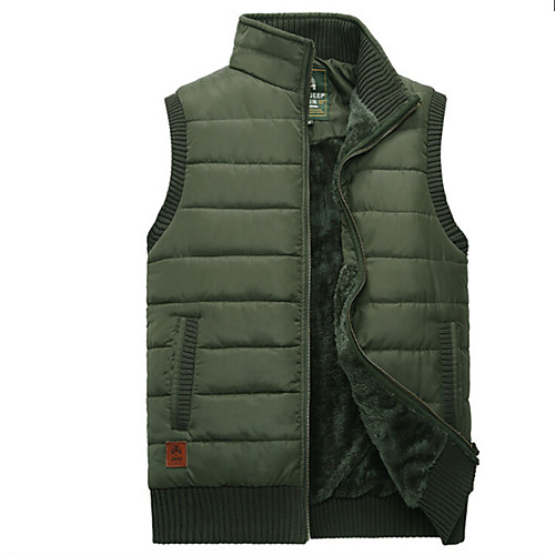

Men's Hiking Vest / Gilet Fishing Vest Hiking Fleece Jacket Winter Outdoor Solid Color Thermal Warm Lightweight Windproof Breathable Top Single Slider Hunting Fishing Climbing Army Green Khaki