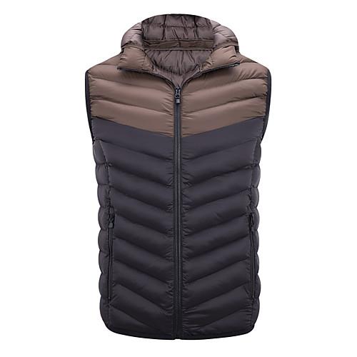 

Men's Sports Puffer Jacket Hiking Vest / Gilet Fishing Vest Outdoor Patchwork Thermal Warm Lightweight Breathable Quick Dry Jacket Top Single Slider Hunting Fishing Hiking Dark Grey Black Red