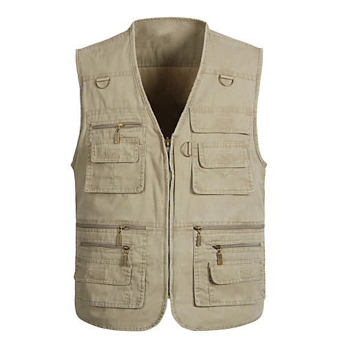 

Men's Hiking Vest / Gilet Fishing Vest Outdoor Solid Color Windproof Quick Dry Fast Dry Wearable Top Denim Single Slider Fishing Outdoor Exercise White Army Green Grey / Multi Pocket