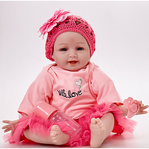 

FeelWind 22 inch Reborn Doll Girl Doll Baby Girl Reborn Baby Doll lifelike Handmade Cute Kids / Teen Non-toxic Cloth 3/4 Silicone Limbs and Cotton Filled Body with Clothes and Accessories for Girls