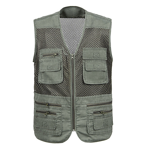 

Men's Hiking Vest / Gilet Fishing Vest Outdoor Solid Color Lightweight Breathable Quick Dry Sweat-wicking Jacket Top Mesh Single Slider Hunting Fishing Hiking Dark Grey Army Green Ivory