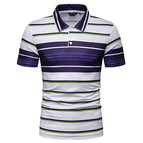 

Men's Striped Slim Polo Daily Shirt Collar Blue / Yellow / Short Sleeve