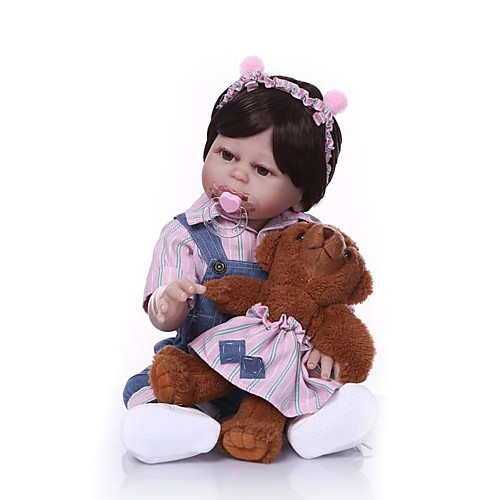 

NPKCOLLECTION 20 inch Reborn Doll Baby Girl Gift New Design Artificial Implantation Brown Eyes Full Body Silicone Silica Gel Vinyl with Clothes and Accessories for Girls' Birthday and Festival Gifts