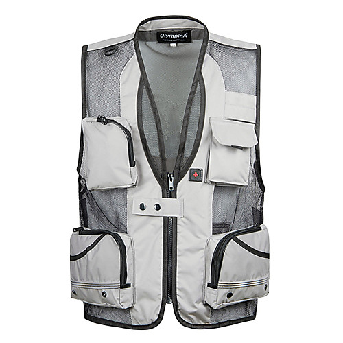 

Men's Hiking Vest / Gilet Fishing Vest Outdoor Solid Color Lightweight Breathable Quick Dry Sweat-wicking Jacket Top Mesh Single Slider Hunting Fishing Hiking Black Army Green Grey Khaki