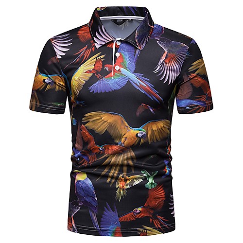 

Men's Graphic Animal Print Polo Boho Daily Shirt Collar Black / Short Sleeve